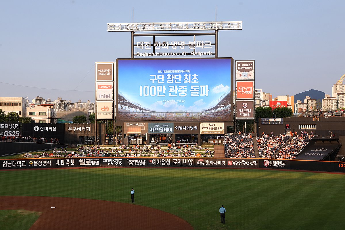 프로야구 한화, 구단 최초로 홈 경기 100만 관중 돌파