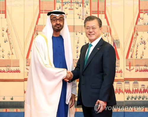 文大統領「新産業への協力拡大望む」　ＵＡＥ皇太子と首脳会談