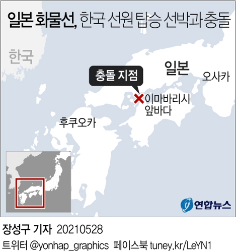 日화물선, 韓선원 탑승 선박과 충돌해 침몰…3명 실종 - 2