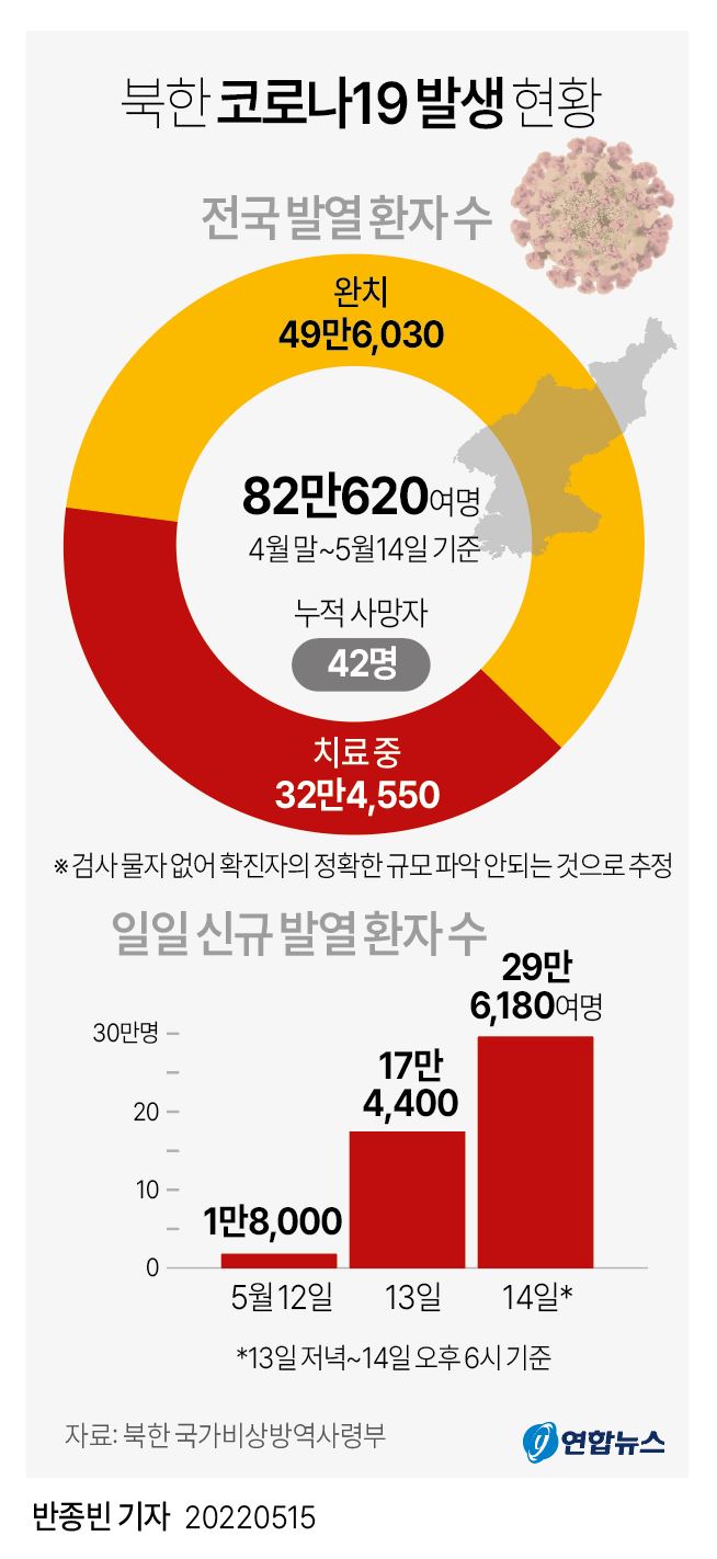 [그래픽] 북한 코로나19 발생 현황