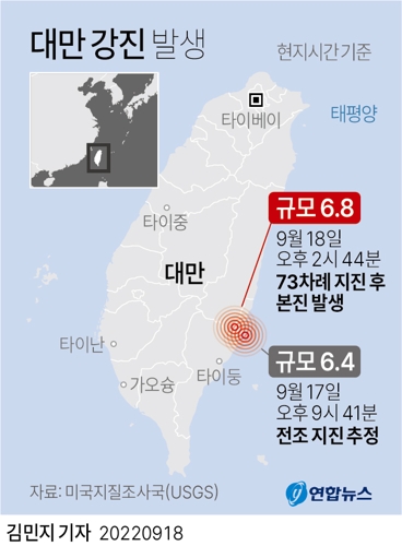 [그래픽] 대만 강진 발생