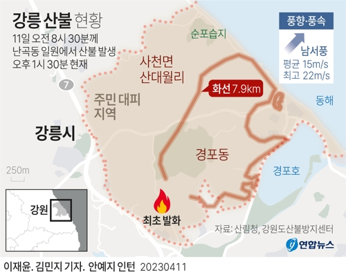 [그래픽] 강릉 산불 현황(종합)