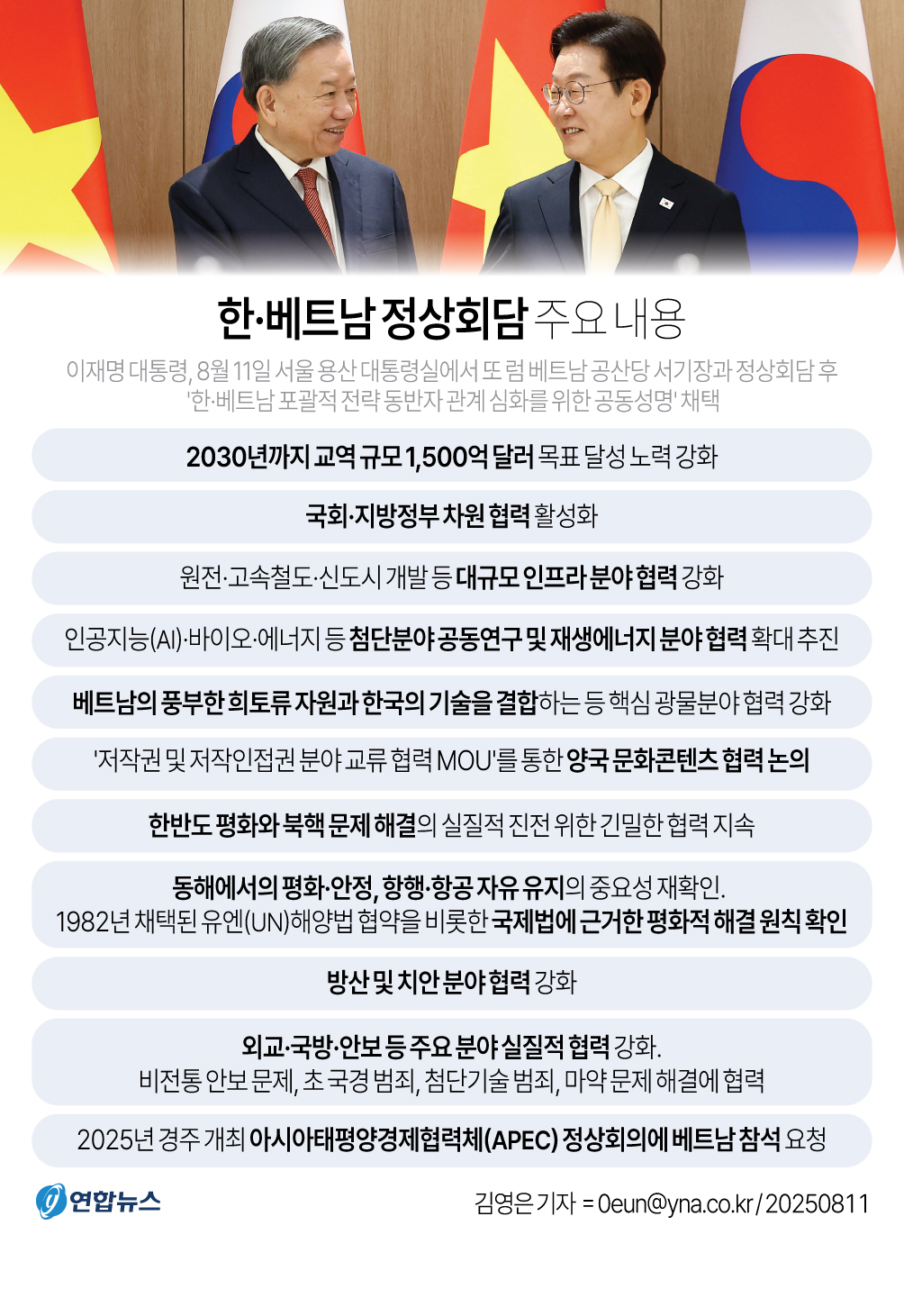 한·베트남 정상회담…李대통령 "매우 중요한 이웃국가" - 2