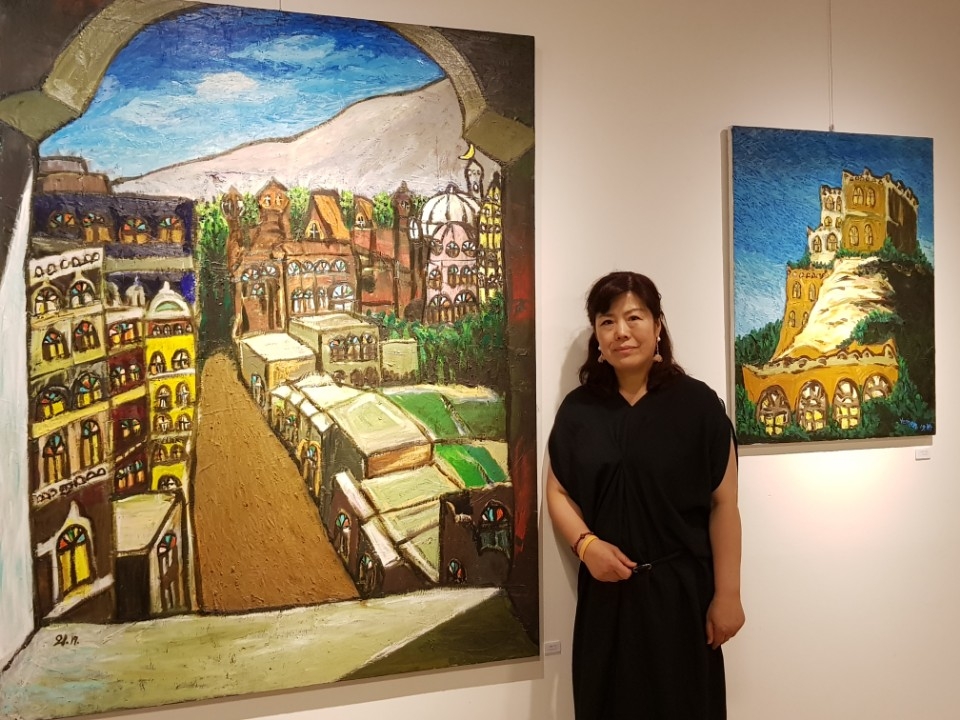معرض نادر للوحات الفن التشكيلي عن اليمن بريشة الفنانة التشكيلة الكورية الجنوبية