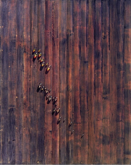 "Water Drops SNM930010" by Kim Tschang-yeul, 228 cm by 181 cm, oil on wooden plate, 1993. (Yonhap)