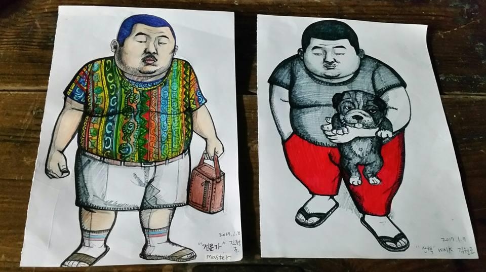 This image, taken from Kim Won-geun's Facebook page on June 8, 2017, shows sketches for his sculptures. (Yonhap)