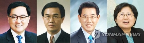 The combined image of photos shows new minister-nominees named by President Moon Jae-in on June 13, 2017. They are (from L) science minister-nominee You Young-min, unification minister-nominee Cho Myoung-gyon, agriculture minister-nominee Kim Yung-rok and Chung Hyun-back, nominees for new minister of gender equality. (Yonhap)