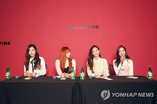 In this photo provided by YG Entertainment, BLACKPINK members speak to reporters during a group media interview on June 22, 2017, at YG's office building in northwestern Seoul. (Yonhap)