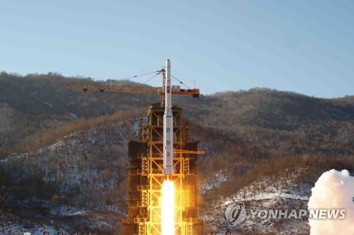 This file photo shows North Korea test-firing a long-range rocket from the Dongchang-ri launch site in North Pyongan Province in February 2016. Reports on June 21, 2018, said North Korean leader Kim Jong-un pledged to destroy the North's missile launch site soon while having a summit meeting with U.S. President Donald Trump in Singapore on June 12. (For Use Only in the Republic of Korea. No Redistribution) (Yonhap)