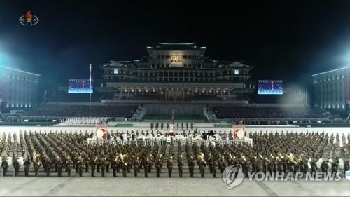 North Korean troops gather at Kim Il-sung Square in Pyongyang on Oct. 10, 2020, during a military parade to mark the 75th founding anniversary of the ruling Workers' Party of Korea, in this photo captured from Korean Central Television footage. (For Use Only in the Republic of Korea. No Redistribution) (Yonhap)