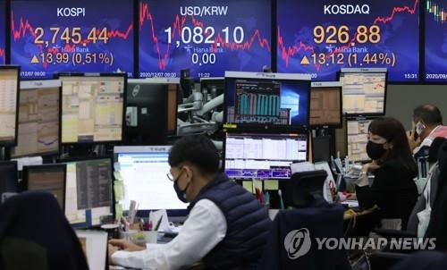(LEAD) Seoul stocks up for 5th session at new record high on chip, pharmaceutical gains