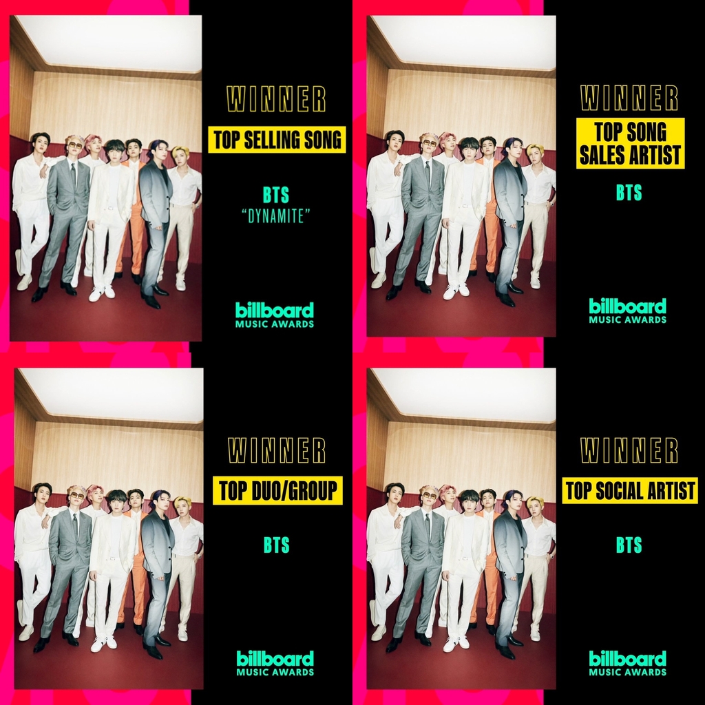 2nd Ld Bts Scoops Up Four Billboard Awards Yonhap News Agency