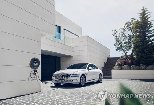 This file photo provided by Hyundai Motor shows the electrified G80 sedan. (PHOTO NOT FOR SALE) (Yonhap)