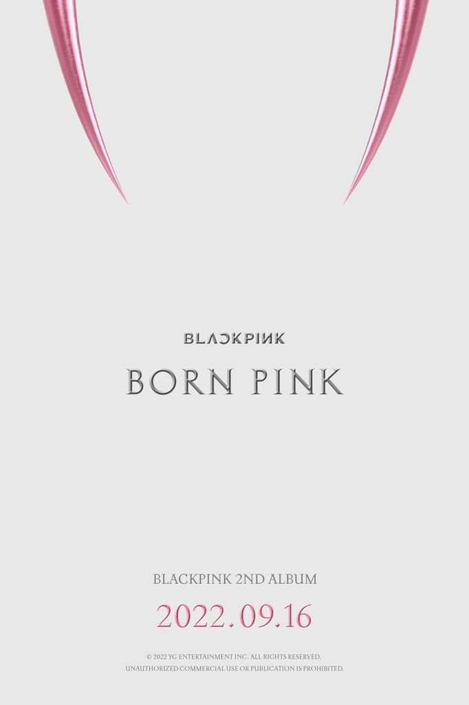 This photo provided by YG Entertainment is a teaser image for BLACKPINK's second studio album set to come out Sept. 16, 2022. (PHOTO NOT FOR SALE) (Yonhap)