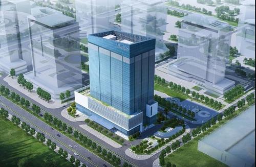 The image provided by Samsung Electronics Co., on Dec. 23, 2022, shows a rendering of the tech firm's research and development center in Hanoi, Vietnam. (PHOTO NOT FOR SALE) (Yonhap)