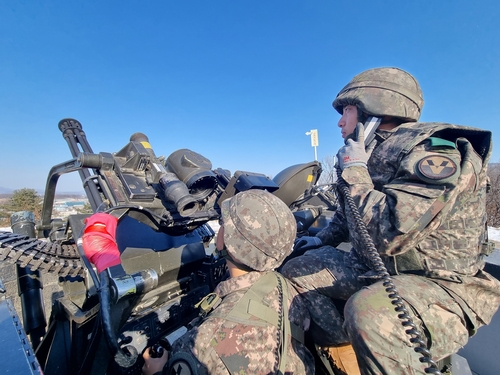 Troops engage in drills to strengthen defense against potential North Korean drone-based provocations in areas around Ganap-ri, Yangju, some 30 kilometers northeast of Seoul, on Dec. 29, 2022, in this photo released by the Joint Chiefs of Staff. (PHOTO NOT FOR SALE) (Yonhap)