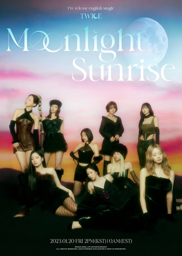 K-pop girl group TWICE is seen in a concept photo for its upcoming new English single, "Moonlight Sunrise," provided by JYP Entertainment. (PHOTO NOT FOR SALE) (Yonhap) 