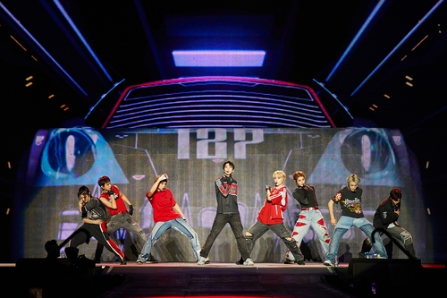 NCT 127 performs during a concert held in Mexico City, Mexico, on Jan. 28, 2023, in this file photo provided by its management agency SM Entertainment. (PHOTO NOT FOR SALE) (Yonhap)
