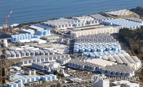 This Kyodo photo taken Jan. 19, 2023, shows water storage tanks at the Fukushima Daiichi nuclear power plant in Japan. (PHOTO NOT FOR SALE) (Yonhap)