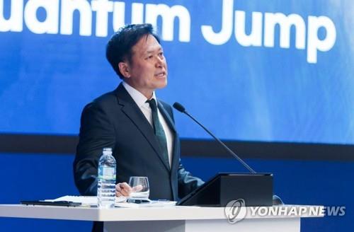 SK hynix Vice Chairman Park Jung-ho speaks at the annual general shareholders meeting at its headquarters in Icheon, 56 kilometers southeast of Seoul, on March 29, 2023, in this file photo provided by the company. (PHOTO NOT FOR SALE) (Yonhap)