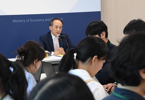 Finance Minister Choo Kyung-ho speaks during a meeting with reporters in the central city of Sejong on Oct. 5, 2023. (PHOTO NOT FOR SALE) (Yonhap)