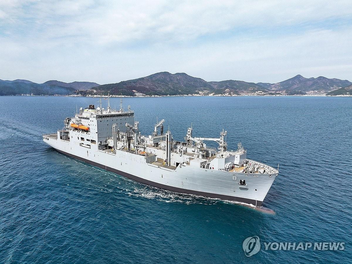 This undated file photo, provided by Hanwha Ocean Co., shows the U.S. Navy's logistics support ship Wally Schirra. (PHOTO NOT FOR SALE) (Yonhap)