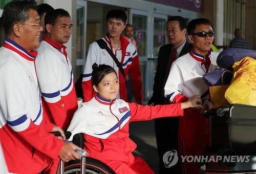 ２０１６年９月４日、リオデジャネイロパラリンピックに出場した北朝鮮選手ら＝（聯合ニュース）