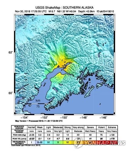 알래스카 지진 발생 