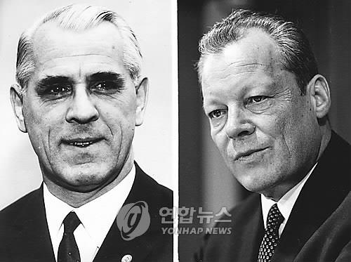 슈토프(左) 전 동독 총리와 브란트 전 서독 총리 [연합뉴스 자료사진]