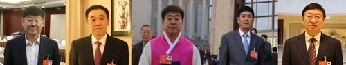 왼쪽부터 김경철 부원장, 조룡호 주임, 리성범 현장, 김동호 서기, 박송렬 주임.