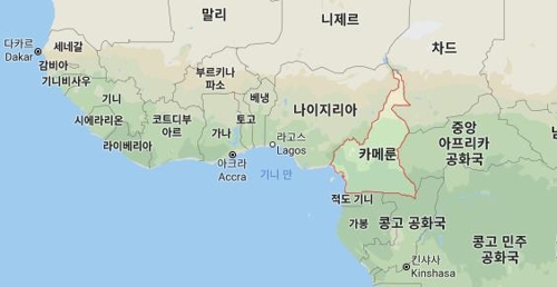 카메룬이 포함된 서아프리카 지도[구글 캡처]