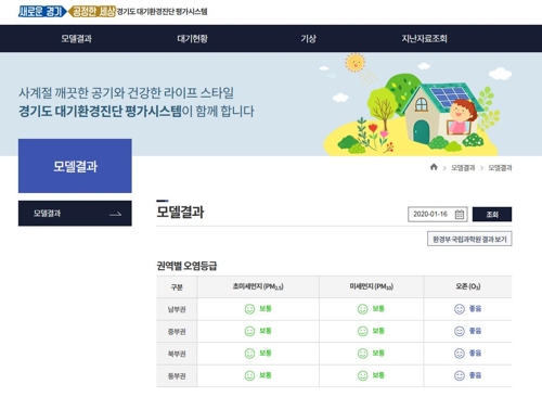 [경기도 대기모델링 정보서비스 홈페이지 갈무리]