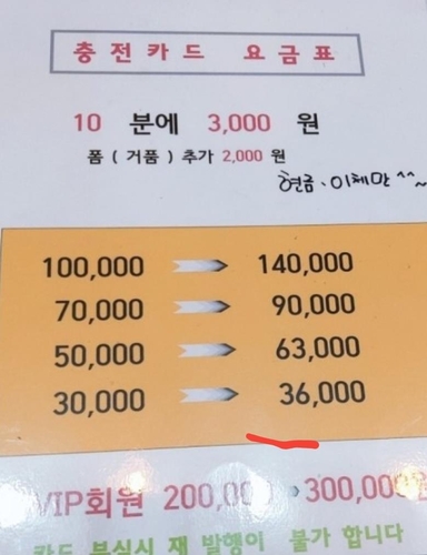 세차장 요금표