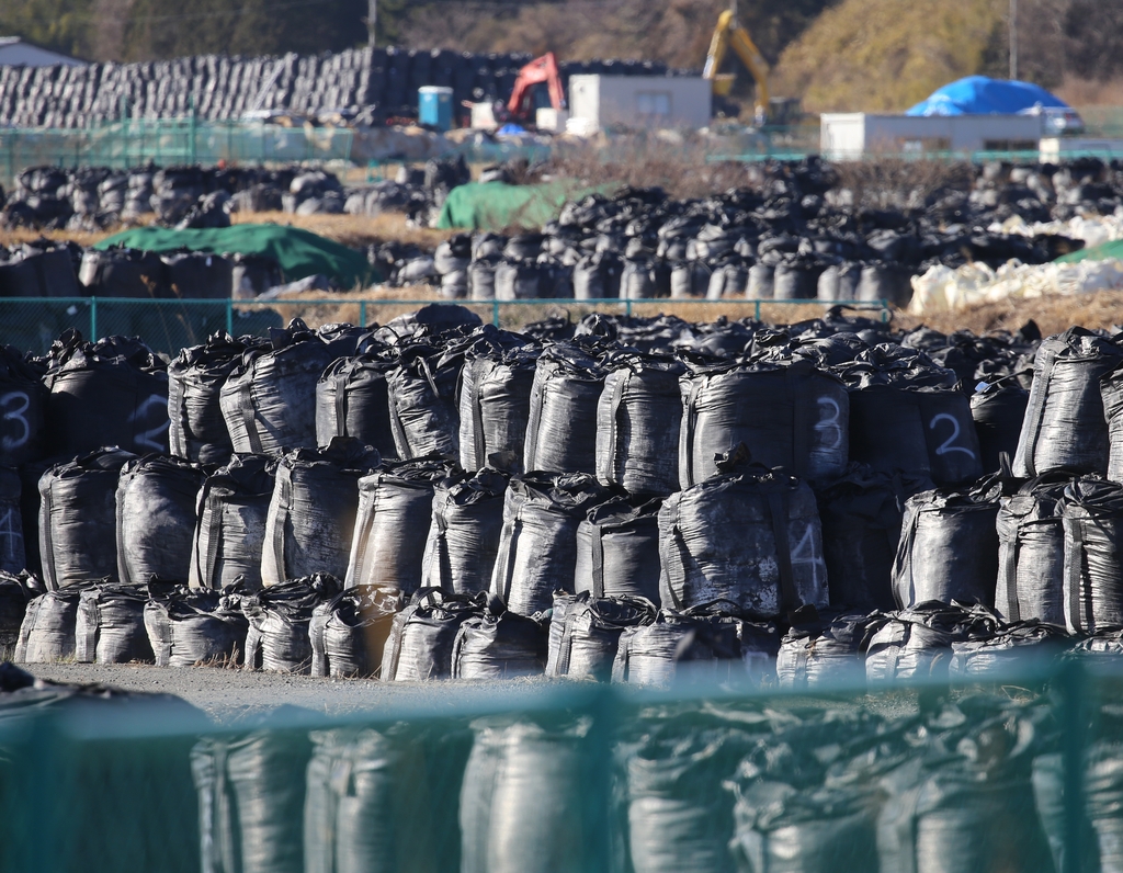 (후쿠시마=연합뉴스) 이세원 특파원 3일 오후 일본 후쿠시마현 도미오카마치(富岡町)에 오염제거 작업으로 수거한 방사성 폐기물이 쌓여 있다.
