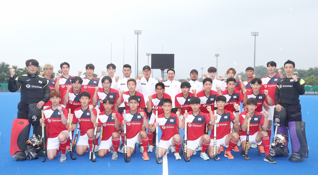 남자하키 국가대표팀 단체 사진. 