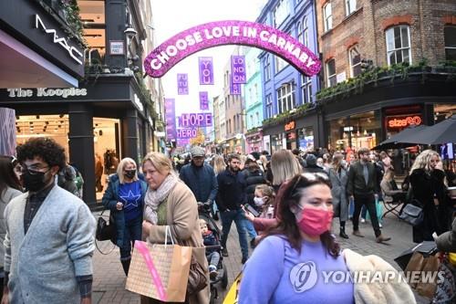 영국 런던 중심가의 2020년 크리스마스를 앞둔 풍경