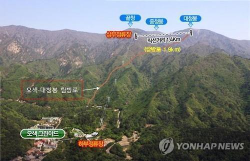 설악산오색케이블카 시범사업 노선도[환경부 제공. 재판매 및 DB 금지] 