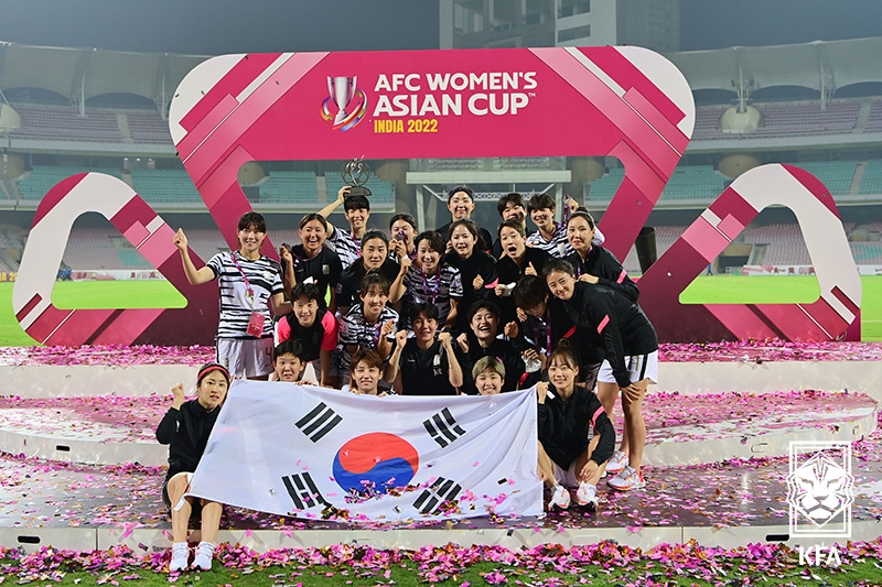 지난달 2022 AFC 여자 아시안컵에서 준우승한 한국 대표팀