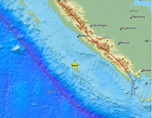 인도네시아 수마트라 해역서 규모 6.1 지진…"쓰나미 발령 안돼"