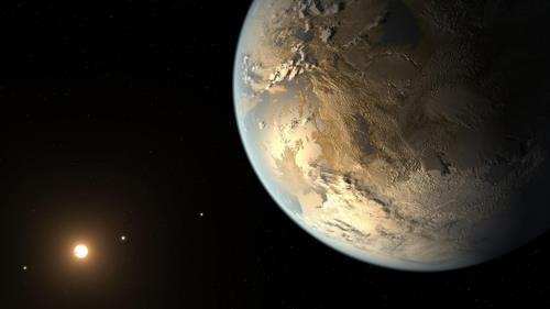 생명체 서식 가능 영역의 지구급 외계행성 케플러-186 f 상상도 