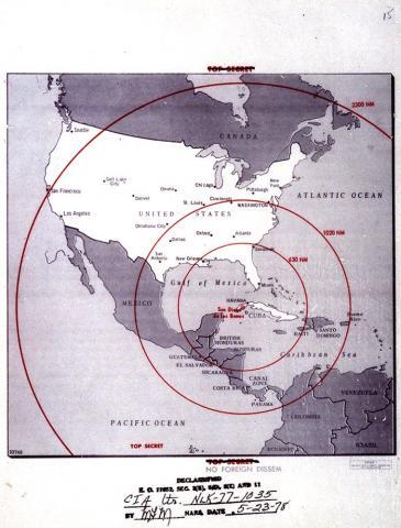 1962년 쿠바에 설치된 핵미사일 사정거리