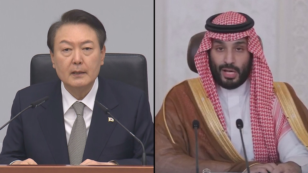 (왼쪽부터) 윤석열 대통령 - 무함마드 빈 살만 사우디 왕세자 