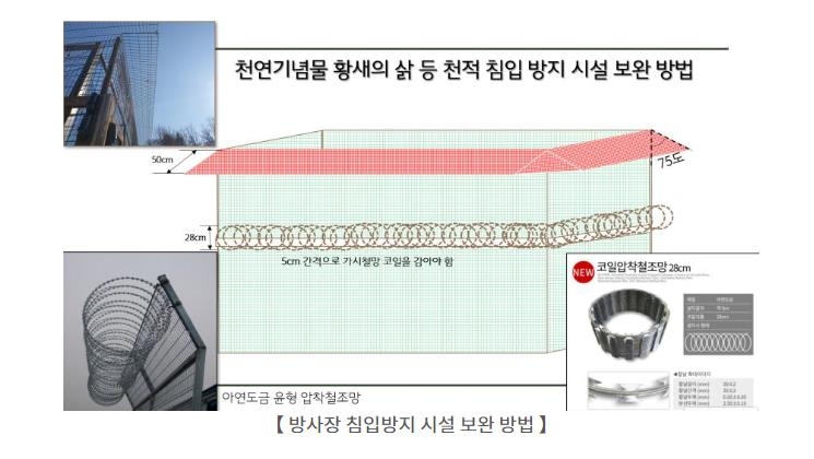 문화재청이 요청한 황새 방사장 천적 방지 보완 시설