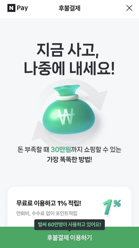 네이버페이 후불결제 신청 화면