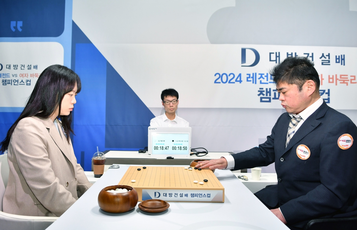 나카네(오른쪽) 9단이 김채영 8단을 꺾고 우승을 확정했다.