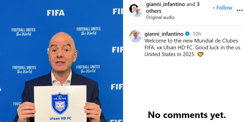 울산 HD를 축하하는 잔디 인판티노 FIFA 회장