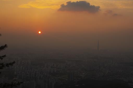 남한산성 서문 전망대에서 바로 본 석양