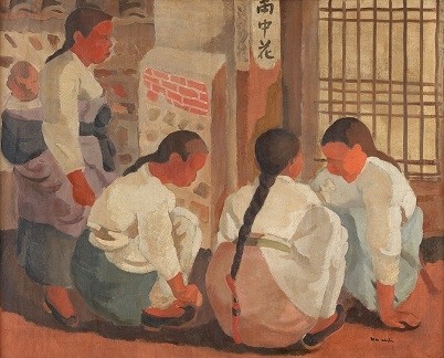 장욱진 회화 '공기놀이' 