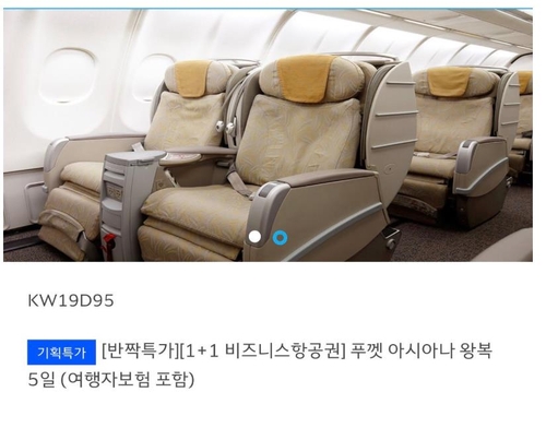 이코노미석 가격에 나오는 비즈니스석 상품 [인터넷 캡쳐]