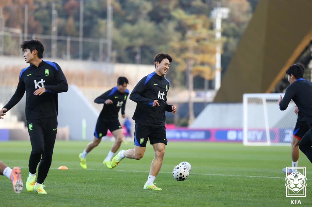 12일 축구대표팀 훈련 모습.